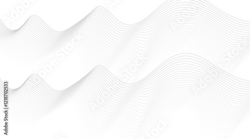 Black Wavy Lines Isolated on White Abstract Background Design, Abstract wave element for design. Digital frequency track equalizer. Stylized line art background.