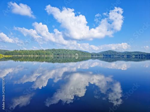 Beautiful Summer View of  Shiroka Polyana Lake, Bulgaria photo