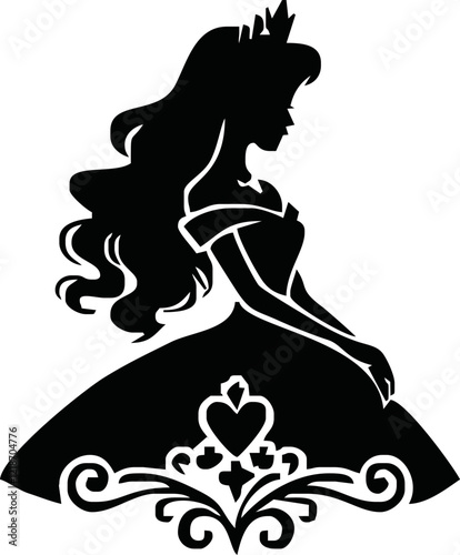princess silhouette on white background, vector