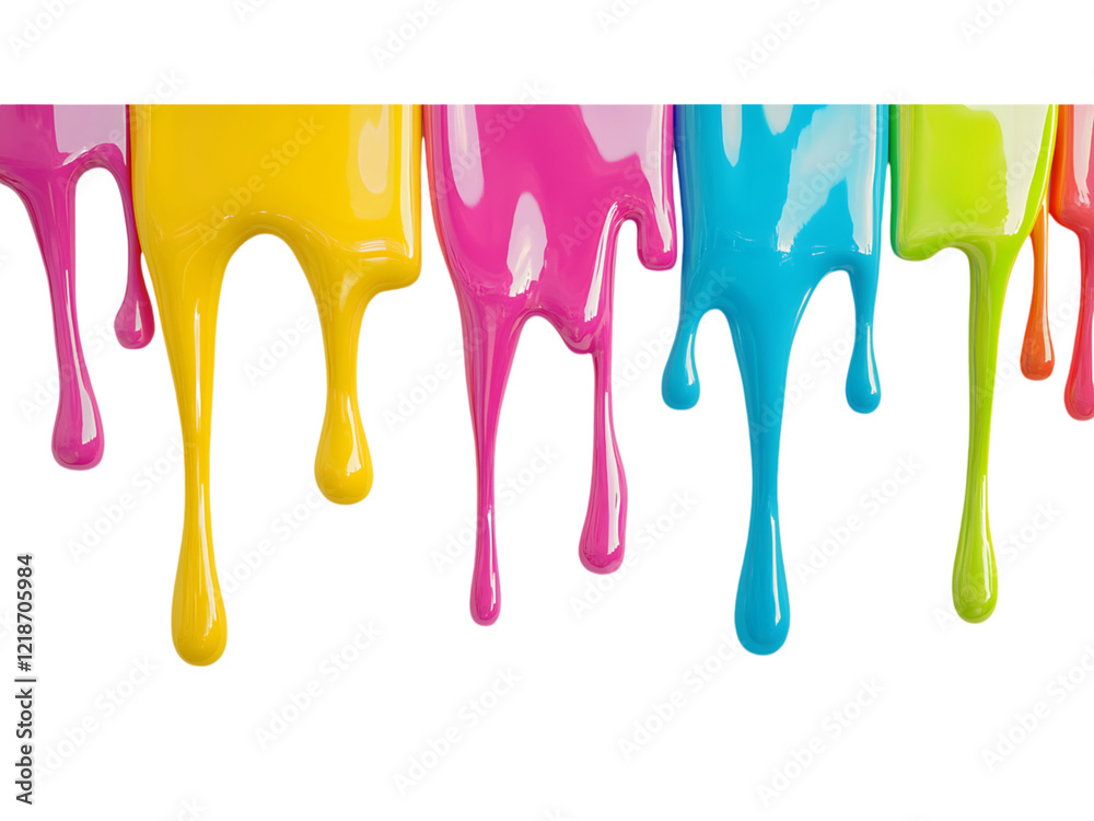 A close-up image showcases vibrant streams of paint in various colors dripping downwards against a stark black backdrop. A close-up image showcases vibrant streams of paint in various colors dripping downwards against a stark black backdrop.