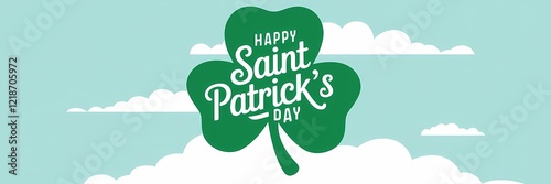A vector illustration of a Saint Patrick's Day poster design. There is a large shamrock in the center, with the text 
