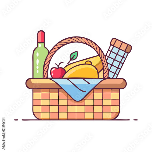 picnic basket icon, picnic basket vector illustration-simple illustration of picnic basket, perfect for picnic basket logos and icons