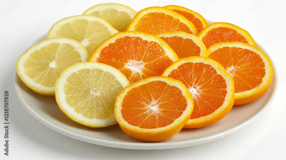 Oranges and Lemons Neatly Sliced on a Plate Oranges and Lemons Neatly Sliced on a Plate