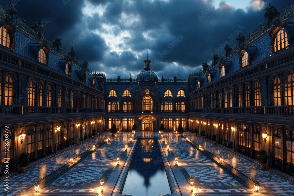 Fototapeta premium Majestic Grand European Palace Surrounded by Lush Gardens and Stunning Architecture