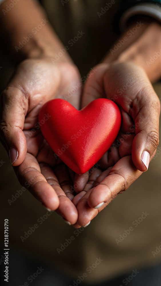 Close-up of Hands Exchanging a Vibrant Red Heart Symbolizing Love and Generosity, Ideal for Charity Campaigns, Fundraising, and Social Media Posts Close-up of Hands Exchanging a Vibrant Red Heart Symbolizing Love and Generosity, Ideal for Charity Campaigns, Fundraising, and Social Media Posts