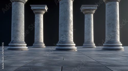 Ancient Marble Columns in a Mystical Empty Hall Setting