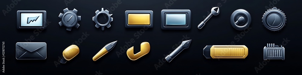 Highly Detailed Tool Icons for Digital Platforms in Realistic HD with Fine Details Highly Detailed Tool Icons for Digital Platforms in Realistic HD with Fine Details