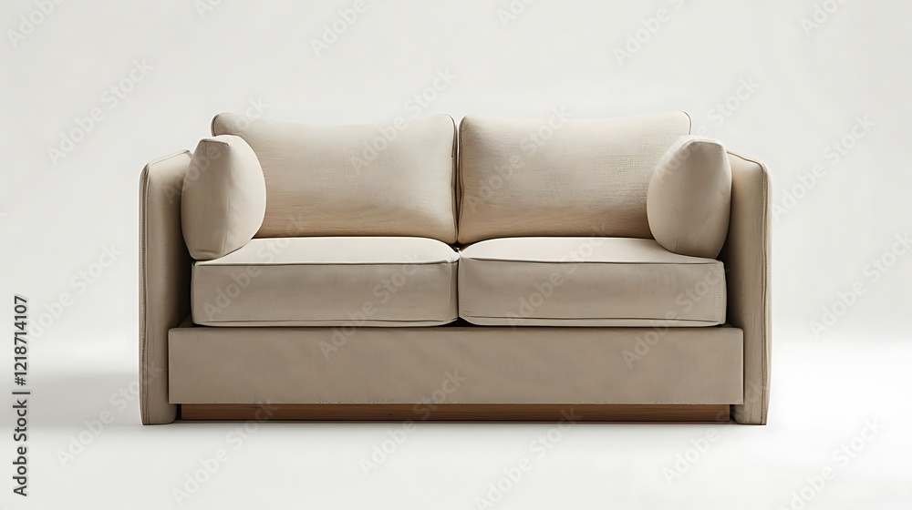 Fototapeta premium A sleeper sofa is a versatile piece of furniture that combines seating and sleeping functionality, perfect for small spaces or guest rooms. Designed with a fold-out mattress hidden within its frame, i
