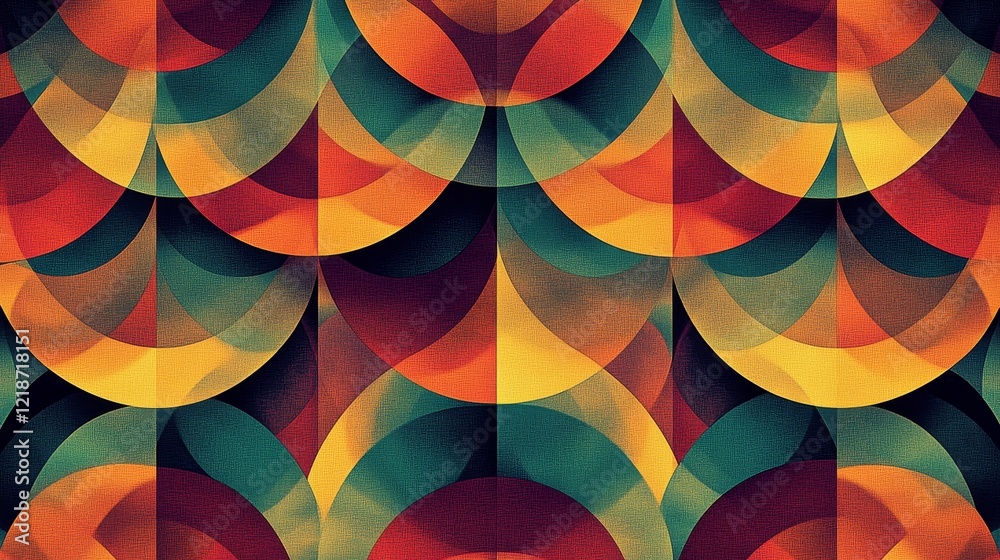 Obraz premium Symmetric Serenity: Abstract Circular Geometric Patterns with Dynamic Modern Textures and Soft Gradients