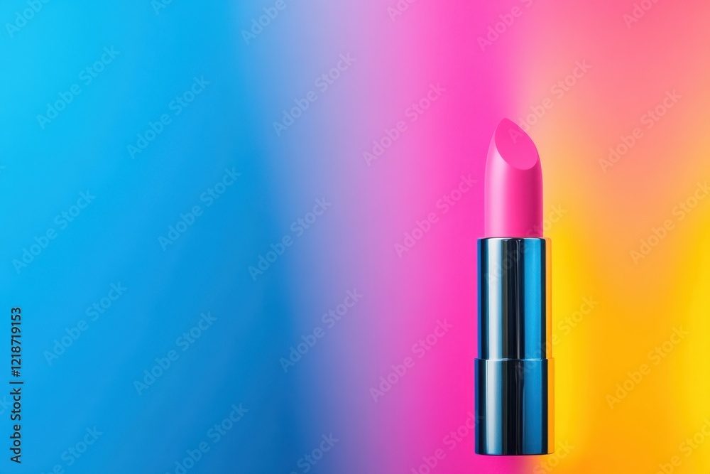 Colorful pink lipstick vibrant gradient background