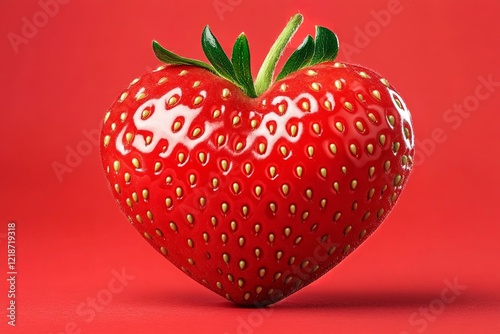Red berry strawberry heart shape on red background