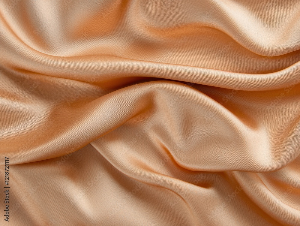 Obraz premium Elegant flowing brown satin fabric texture luxurious drapery macro soft sheen textural detail