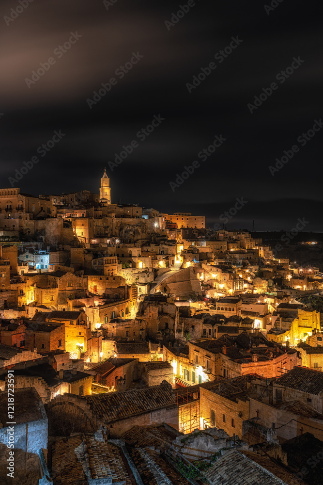 Obraz premium Sassi Night Viewpoint Matera