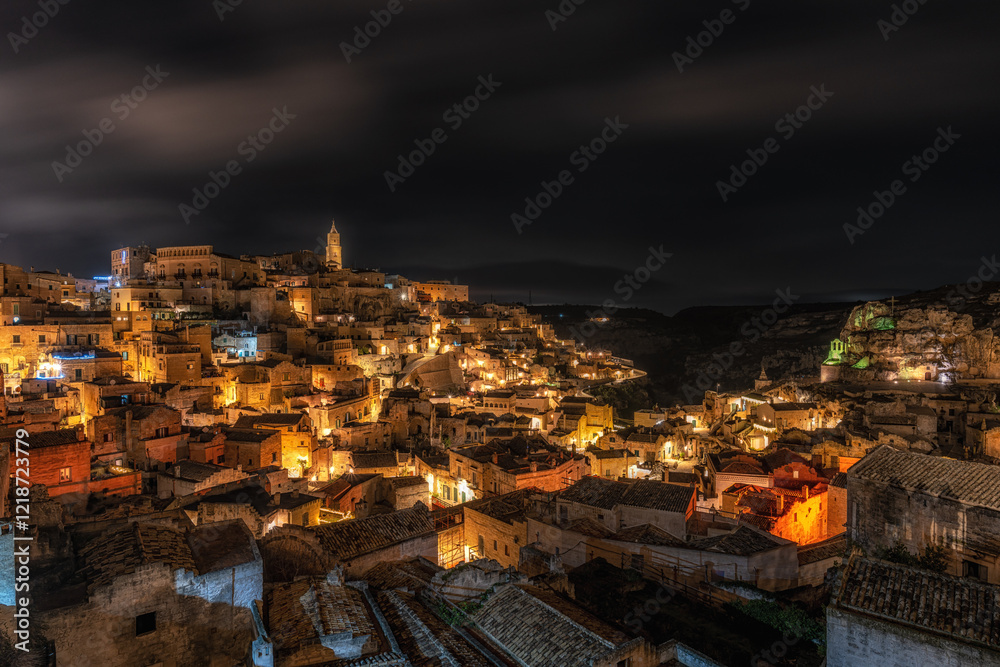 Fototapeta premium Sassi Night Viewpoint Matera