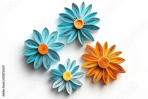 Vibrant Paper Flowers in Multicolored Quilling Art