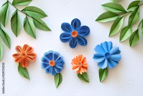 Vibrant Paper Flowers in Multicolored Quilling Art