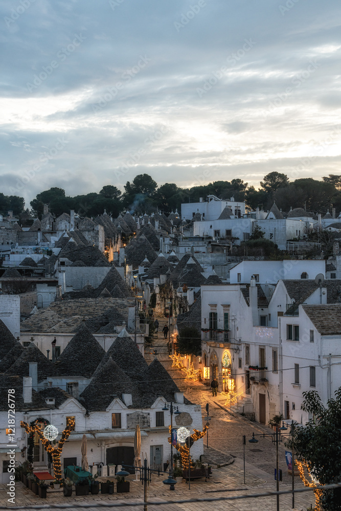 Fototapeta premium Sunset View over Trulli at Alberobello