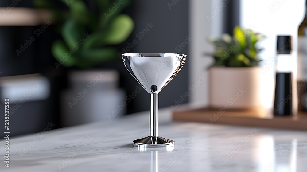 Reflective Martini Glass on Marble Countertop Reflective Martini Glass on Marble Countertop