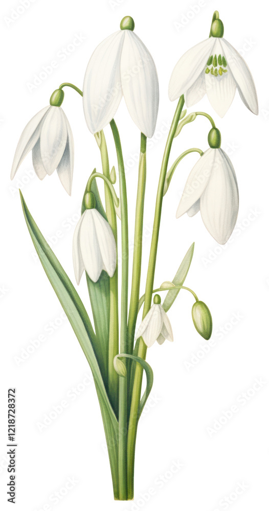 PNG Illustration botanical snowdrop flowers. PNG Illustration botanical snowdrop flowers.