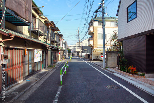 Typical narrow street in Tokyo, Japan.