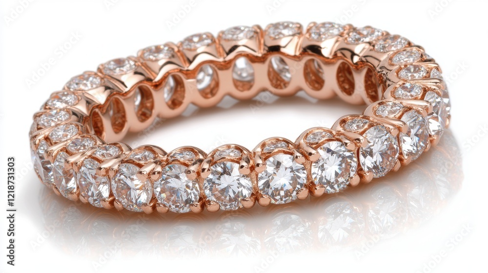 Obraz premium Elegant Rose Gold Ring with Sparkling Round Cut Diamonds