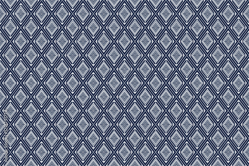 Ethnic geometric and ethnic oriental pixel pattern design. White and blue motifs square ethnic pattern. Seamless pattern, wallpaper, curtain, clothing, fabric, ikat, batik, carpet, background,diamond.