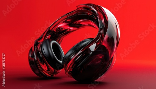 A unique headphone mockup showcasing an innovative design, ideal for music or tech product branding and promotional photography. photo
