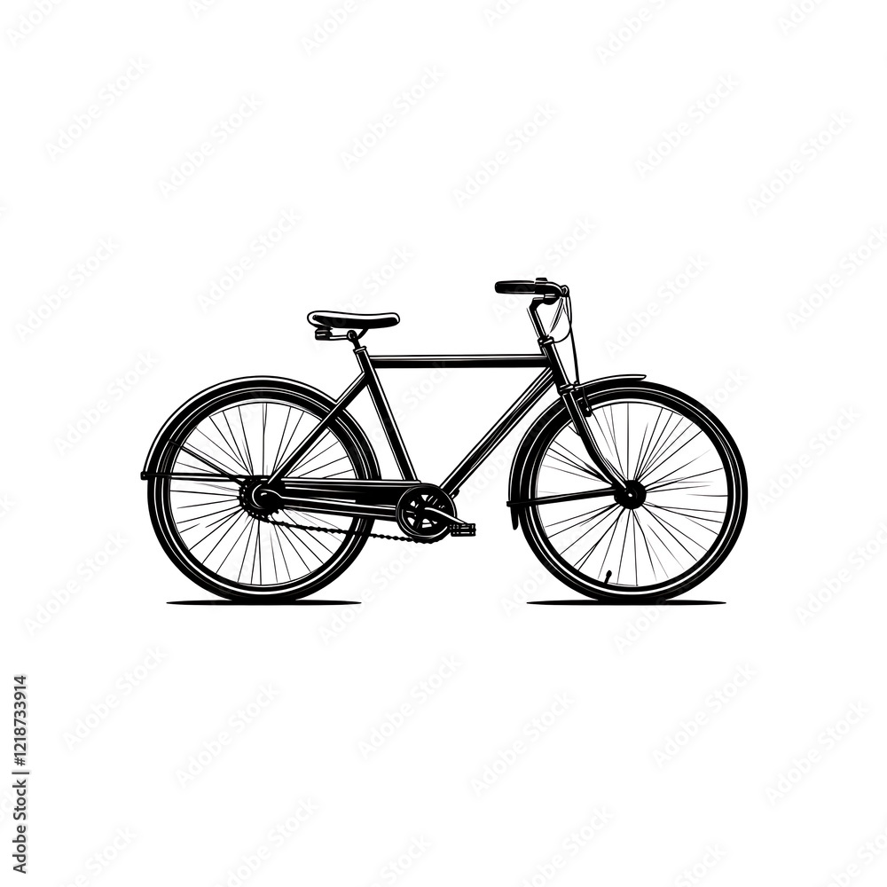 Classic Black Bicycle Side Profile Illustration Classic Black Bicycle Side Profile Illustration