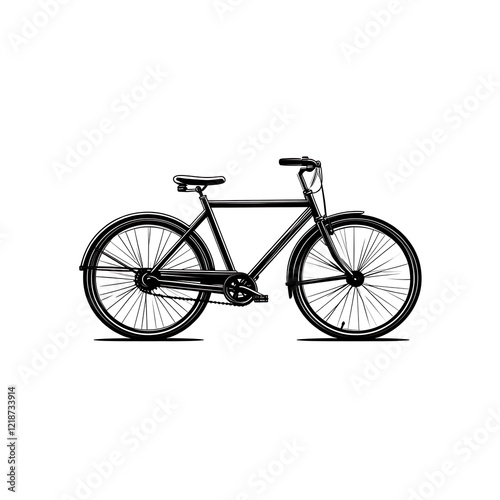 Classic Black Bicycle Side Profile Illustration