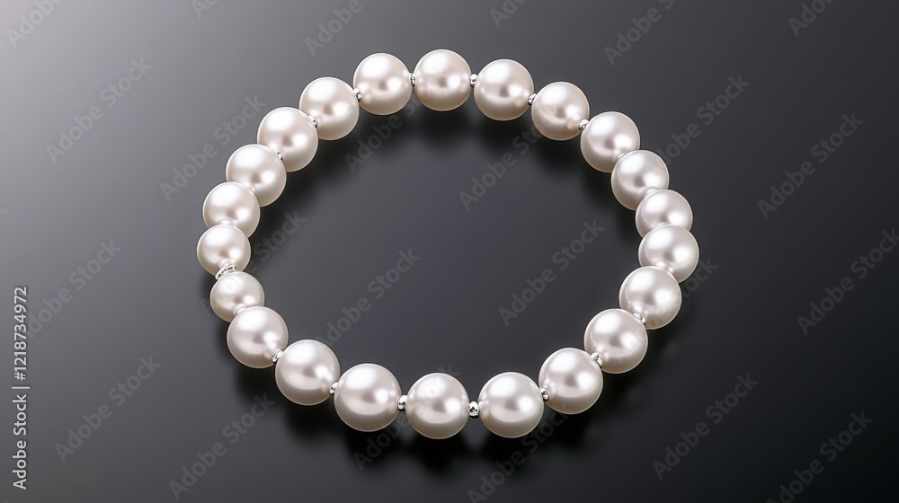 Fototapeta premium A platinum necklace with alternating diamonds and pearls