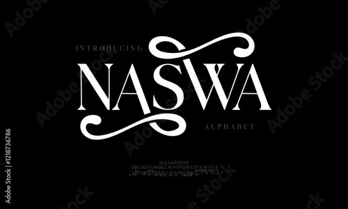 Naswa typography beauty fashion elegant minimalist serif italic fonts decorative wedding vintage retro logos. Minimal luxury font alphabet logo. Vector illustration
