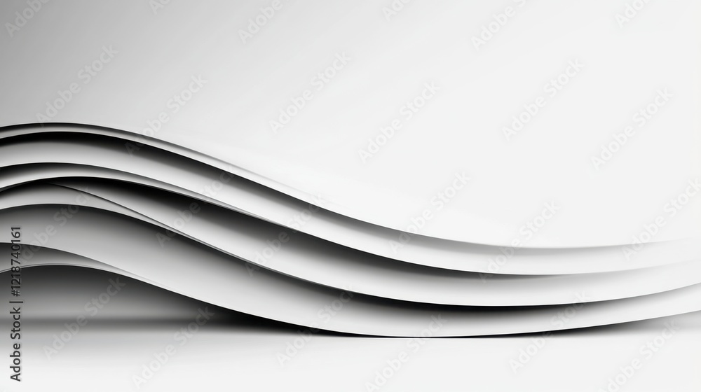 Obraz premium Abstract layered curved white paper pattern