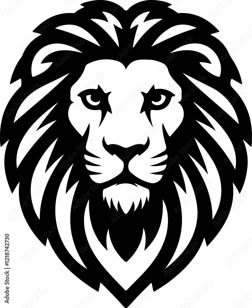 Fototapeta premium Illustration of a head of lion. Lion head mascot. Design element for logo, label, sign, poster, card. Vector illustration