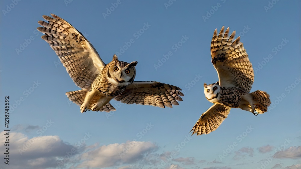 Fototapeta premium owls fly 