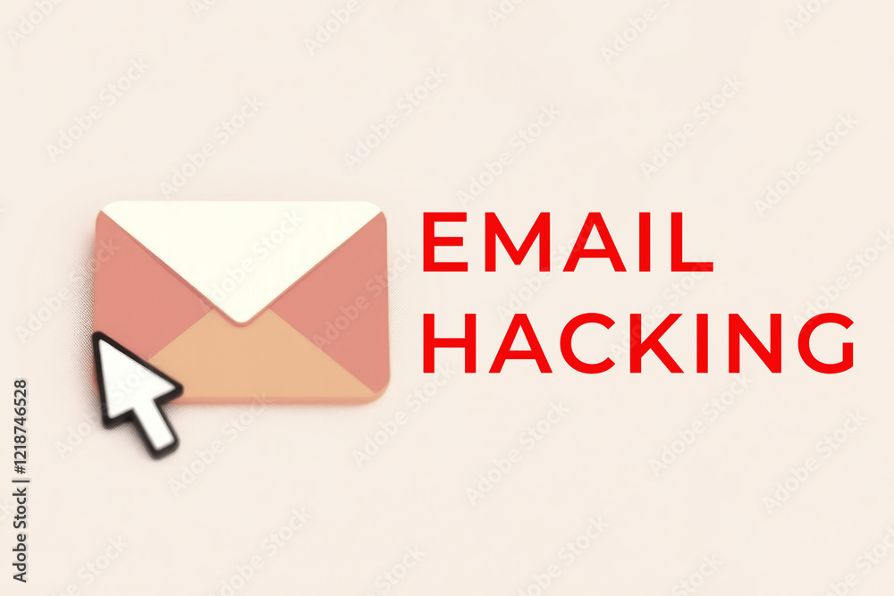 Email hacking text word phrase on email background Email hacking text word phrase on email background