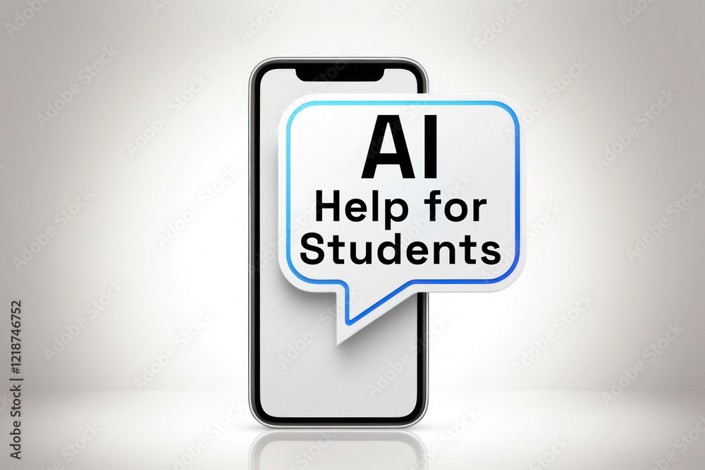 AI Help for Students inscription text words speech bubble on the background of a smartphone AI Help for Students inscription text words speech bubble on the background of a smartphone