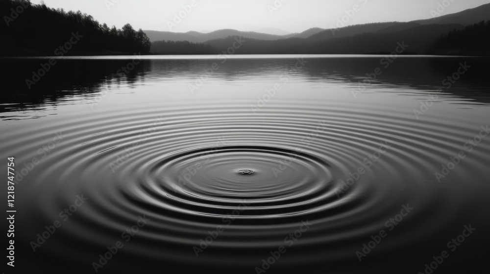 Black and White Lake Ripple Concentric Circles, Monochromatic Nature Photography, Tranquility, Water Reflection Keywords ripples, zen Black and White Lake Ripple Concentric Circles, Monochromatic Nature Photography, Tranquility, Water Reflection Keywords ripples, zen