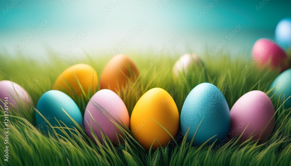 easter eggs on green grass easter eggs on green grass