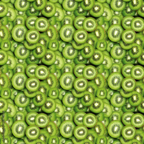 kiwi seamless pattern, green background