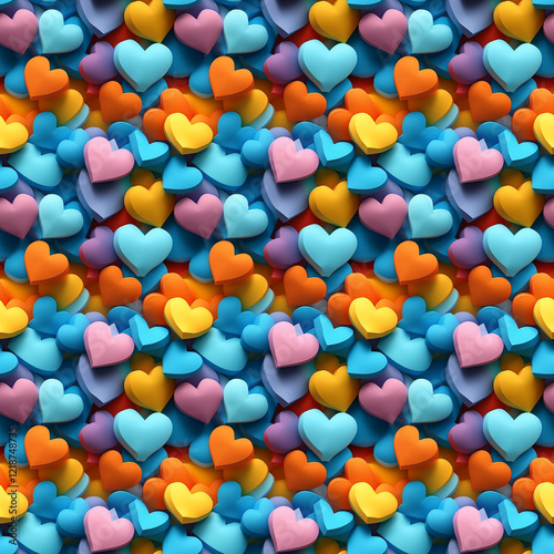 seamless pattern background with colored hearts