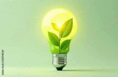 light bulb on green grass and sunlight in nature. concept of energy saving