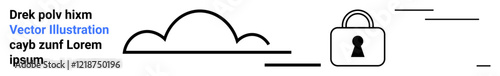 Cloud with lock representing cloud security, accompanied by placeholder text elements. Ideal for cybersecurity, cloud storage, privacy, data protection, online safety, digital security, and web
