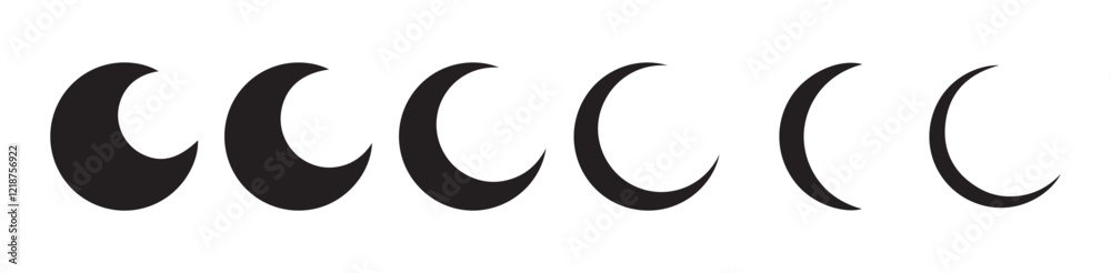 Crescent vector icon. Vector Moon Phases isolated on white Background Crescent vector icon. Vector Moon Phases isolated on white Background
