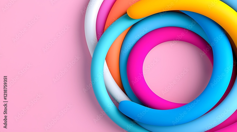 Abstract Colorful Circles on Pink Background A Modern Geometric Design Abstract Colorful Circles on Pink Background A Modern Geometric Design