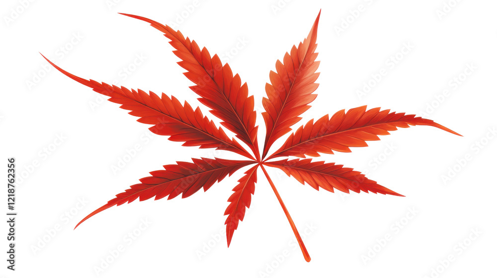 A red leaf of cannabis on transparent background A red leaf of cannabis on transparent background