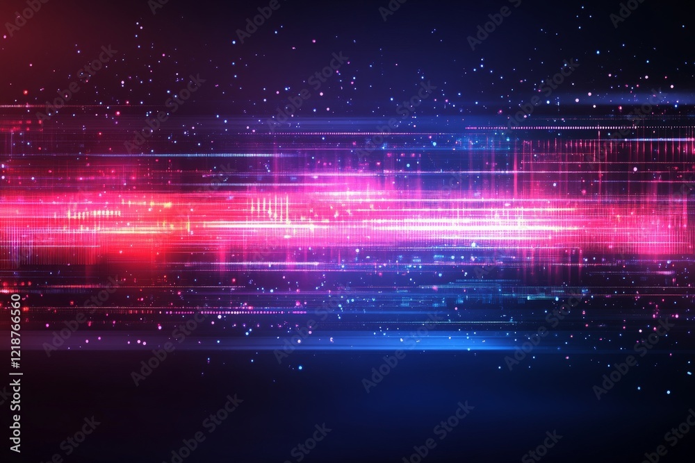 Obraz premium Colorful abstract light patterns create a vibrant digital landscape with a cosmic feel and futuristic essence