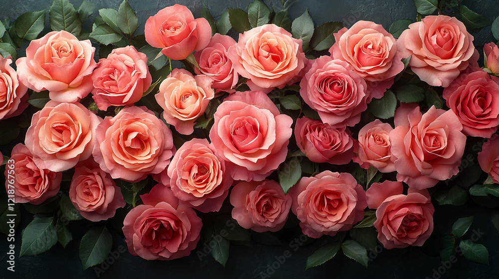 Beautiful pink roses arranged closely for a stunning floral background design Beautiful pink roses arranged closely for a stunning floral background design