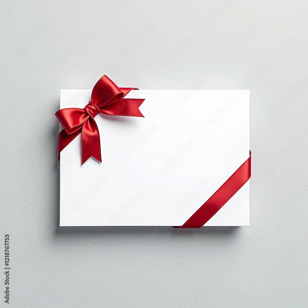 Elegant gift Card wrapped with teal ribbon ready for celebration or special occasion Elegant gift Card wrapped with teal ribbon ready for celebration or special occasion