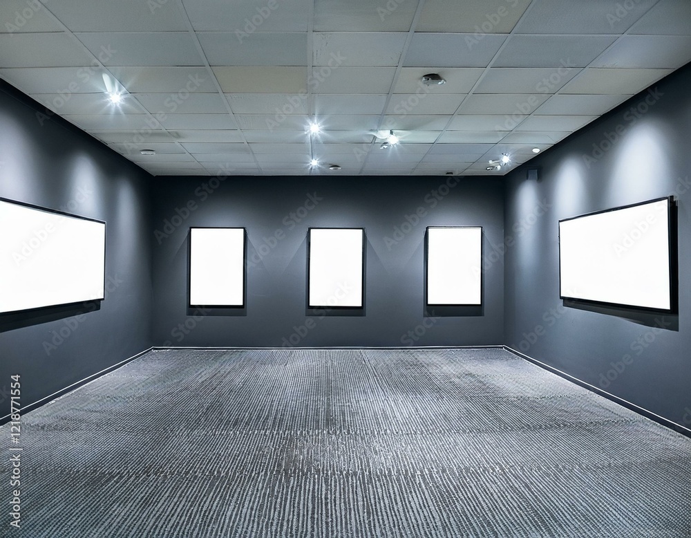 modern gallery interior with blank canvases modern gallery interior with blank canvases