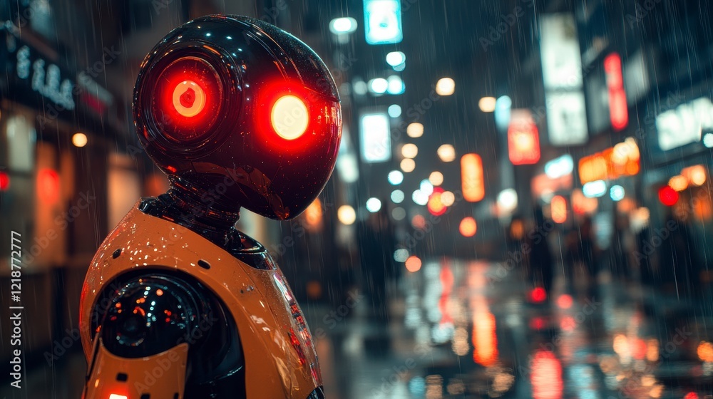 Fototapeta premium Rainy Night Robot